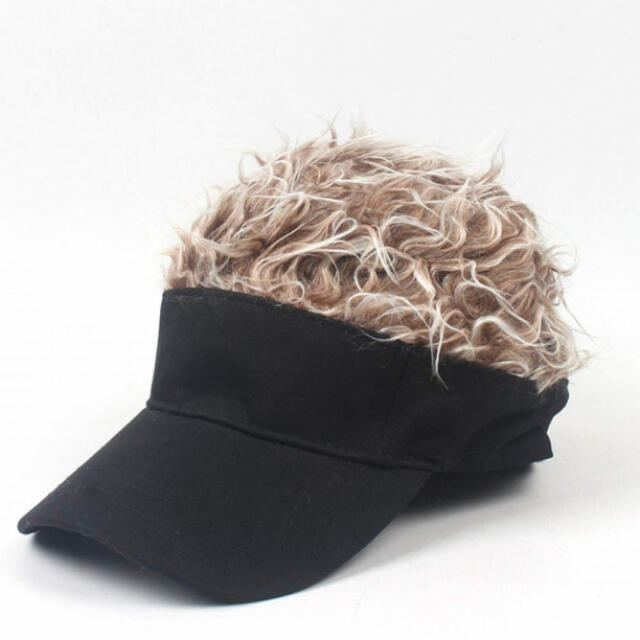 204金 サンバイザー ゴルフバイザー かつら ウイッグ ジョークグッズ 人気 メンズの帽子(サンバイザー)の商品写真