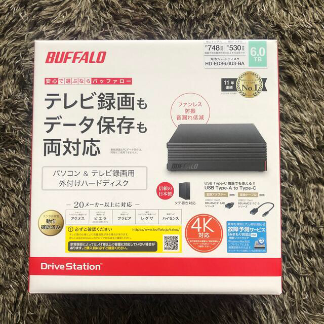 BUFFALO 外付けHDD HD-EDS6.0U3-BA