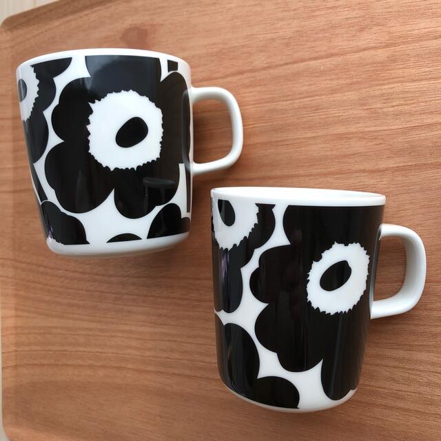 marimekko(マリメッコ)のマリメッコ　ウニッコ　ブラック×ホワイト　マグ　セット インテリア/住まい/日用品のキッチン/食器(食器)の商品写真