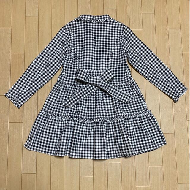 チェック柄 ロングコート 150 キッズ/ベビー/マタニティのキッズ服女の子用(90cm~)(コート)の商品写真