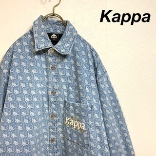 カッパ(Kappa)の美品 Kappa 総柄 ロゴ柄 デニムジャケット カバーオール(ブルゾン)