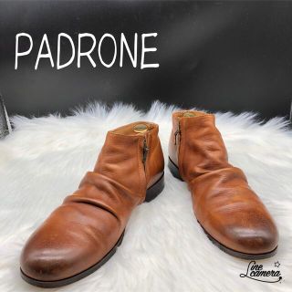 パドローネ(PADRONE)のパドローネ 40 ショートブーツ ドレープ ジョッパーブーツ ブラウン レザー(ブーツ)