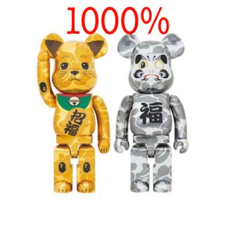 メディコムトイ(MEDICOM TOY)のBE@RBRICK BAPE(R) 招き猫 金メッキ 1000％／達磨 銀メッキ(その他)