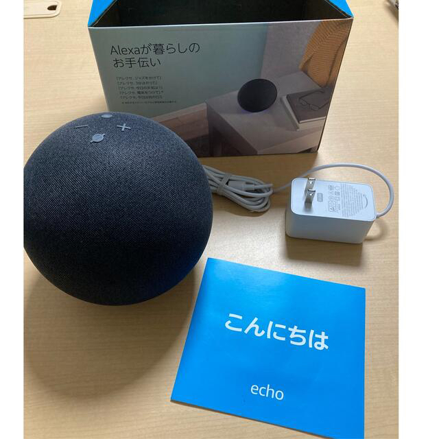 ECHO(エコー)のecho第4世代 Alexa プレミアムサウンド&スマートホームハブ チャコール スマホ/家電/カメラのオーディオ機器(スピーカー)の商品写真