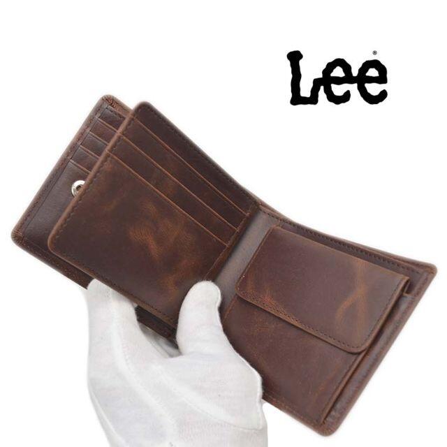 新品】《Lee 2つ折り財布》中ポケット付 レザー 小銭入れ プレゼント