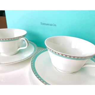 ティファニー(Tiffany & Co.)のTiffany＆Co. プラチナブルーバンド カップ＆ソーサー①(グラス/カップ)