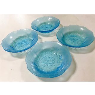 昭和レトロ＊craft glass小皿４(グラス/カップ)