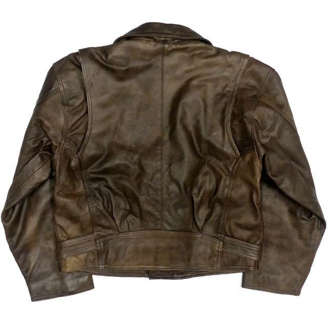 レザー ライダース ジャケット メンズ L 茶 ダブル 革ジャン 本革
