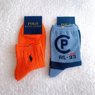 ポロラルフローレン(POLO RALPH LAUREN)の【送料無料！】ラルフローレン　キッズソックス　靴下　2足セット　青　オレンジ(ソックス)