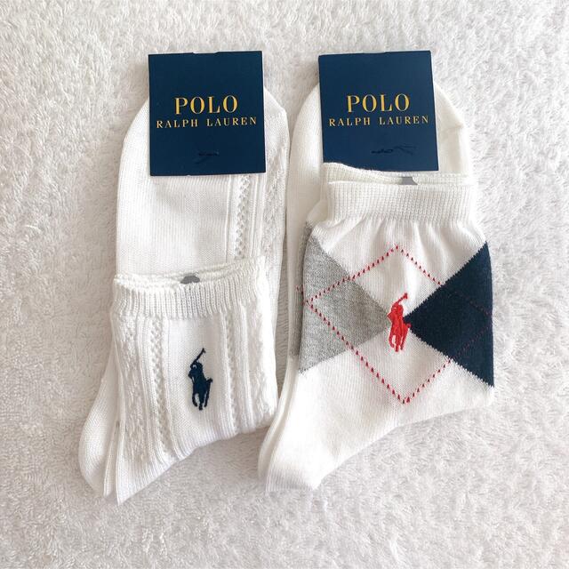 POLO RALPH LAUREN(ポロラルフローレン)のラルフローレン　レディースソックス　キッズ　白靴下　2足セット　ホワイト レディースのレッグウェア(ソックス)の商品写真