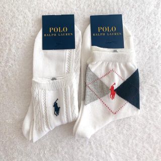 ポロラルフローレン(POLO RALPH LAUREN)のラルフローレン　レディースソックス　キッズ　白靴下　2足セット　ホワイト(ソックス)