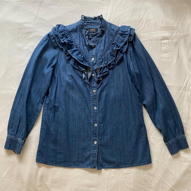 A.P.C アーペーセー インディゴ デニム  フリルシャツ 34