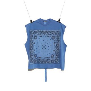 ピースマイナスワン(PEACEMINUSONE)のPMO BANDANA SLEEVELESS #1 BLUE(Tシャツ/カットソー(半袖/袖なし))