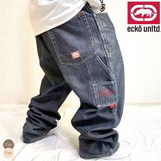 エコーアンリミテッド(ECKŌ UNLTD（ECKO UNLTD）)のエコーアンリミテッド 刺繍ロゴ ペインター カーゴ パンツ B系 HIPHOP(デニム/ジーンズ)