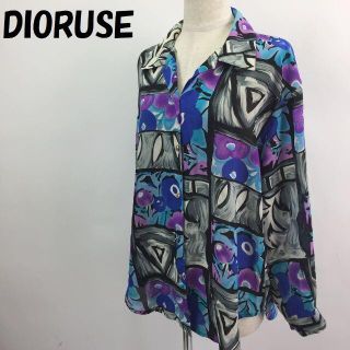 【人気】DIORUSE 長袖 総柄 シャツ 柄シャツ マルチカラー レディース(シャツ/ブラウス(長袖/七分))