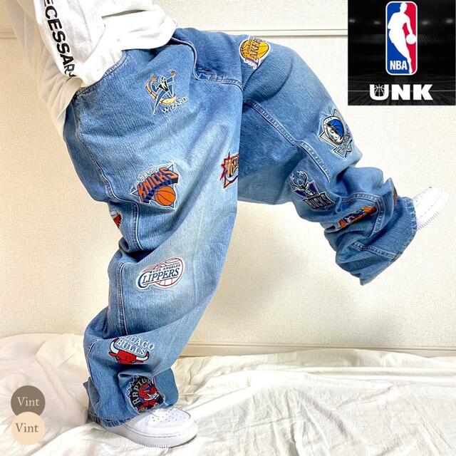 UNK DENIM ワイド デニム バルーン パンツ NBA 刺繍 オールスター