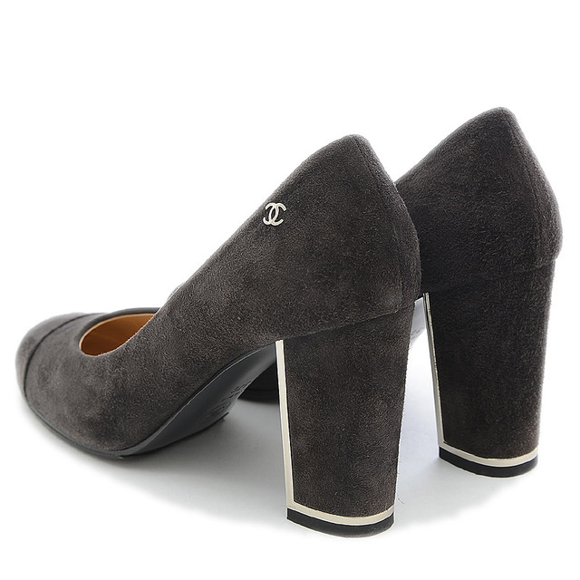 CHANEL CHANEL シャネル パンプス レディース スエード グレー #37C