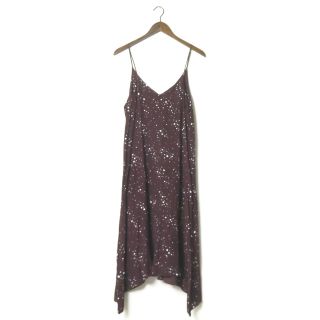 フィーニー(PHEENY)のPHEENY フィーニー 日本製 Rayon heart printed camisole dress レーヨンハートプリントキャミソールドレス PS17-OP01 フリー BURGUNDY ワンピース トップス【中古】【PHEENY】(ひざ丈ワンピース)