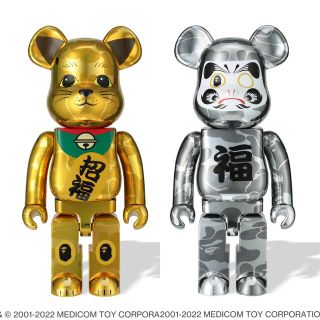 メディコムトイ(MEDICOM TOY)の2体セット BE@RBRICK MANEKINEKO DARUMA 金 銀(その他)