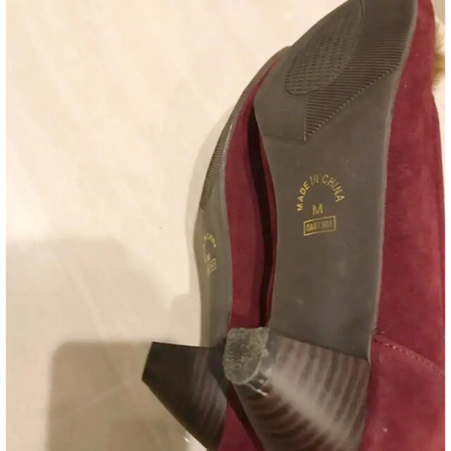 ゴージャス　ボルドー　ファー　パンプス レディースの靴/シューズ(ハイヒール/パンプス)の商品写真