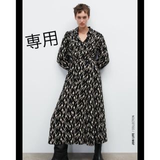 ザラ(ZARA)のsk-k様専用　ZARA プリント柄シャツワンピース　M(ロングワンピース/マキシワンピース)