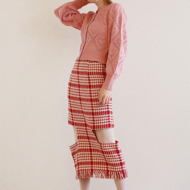 Honey mi Honey(ハニーミーハニー)のhoney mi honey ♥︎ tweed skirt -red- レディースのスカート(ロングスカート)の商品写真