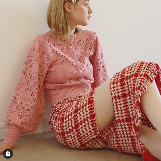 Honey mi Honey(ハニーミーハニー)のhoney mi honey ♥︎ tweed skirt -red- レディースのスカート(ロングスカート)の商品写真