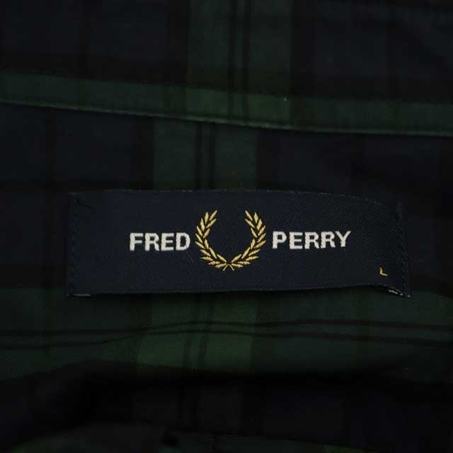 FRED PERRY(フレッドペリー)のフレッドペリー シャツ 長袖 チェック 紺 緑 L ネイビー グリーン メンズのトップス(シャツ)の商品写真