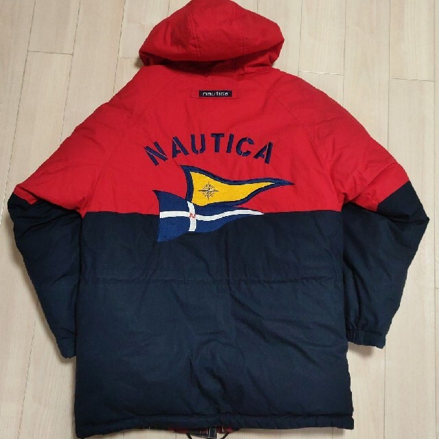 【90s】ノーティカ/NAUTICA ダウンジャケット　ロゴ刺繍　肉厚　切り替え