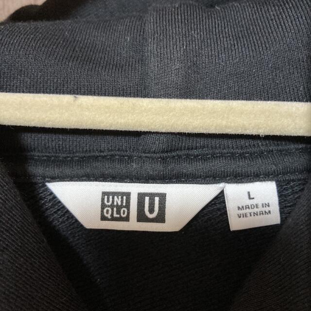 UNIQLO(ユニクロ)の【美品】ユニクロU ワイドフィットスウェットプルパーカ　長袖　ブラック　Lサイズ メンズのトップス(パーカー)の商品写真