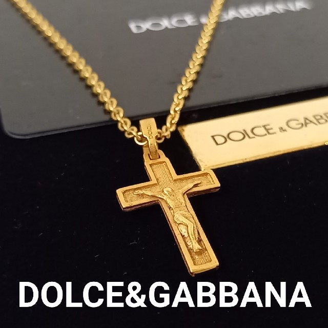 DOLCE&GABBANA(ドルチェアンドガッバーナ)の美品　ドルチェ&ガッバーナ　クロス　ネックレス　ゴールドカラー　ロザリオ メンズのアクセサリー(ネックレス)の商品写真