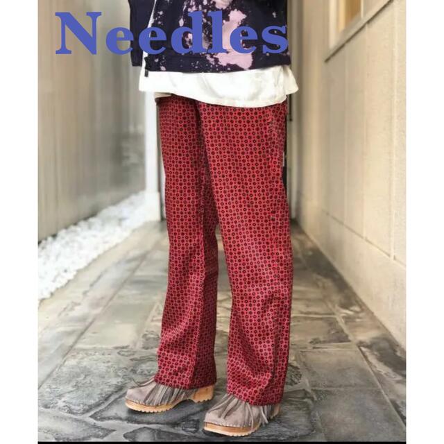 新品未使用 needles トラックパンツ 総柄 ブラック ペイズリー柄