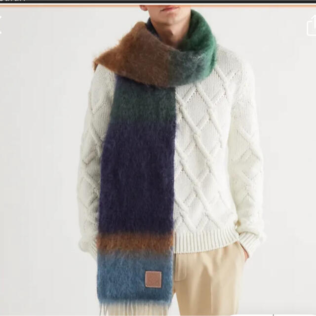 LOEWE ロゴマルチカラー ストライプウール モヘアマフラー - マフラー
