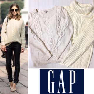 ギャップ(GAP)のGAP ケーブルニット 白 シンプル ゆるニット(ニット/セーター)