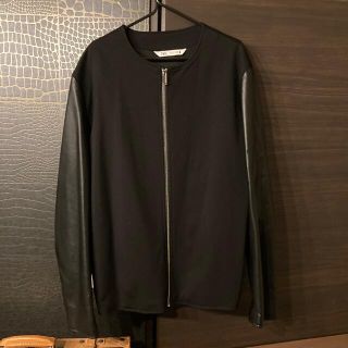 ZARA ザラ メンズ ジャケット ノーカラー レザーバックスキン XLサイズ