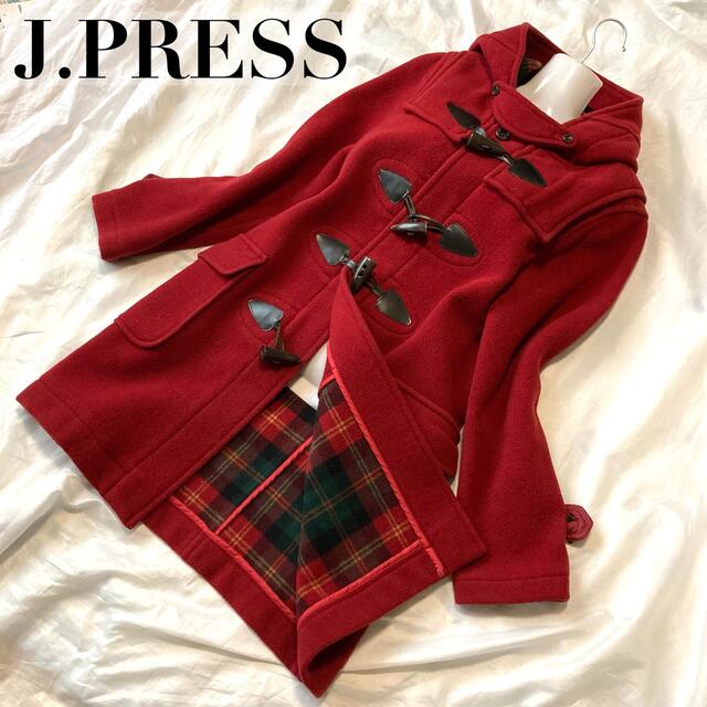 寸法肩幅【人気商品】J.PRESS ダッフルコート ウール チェック柄 レッド L