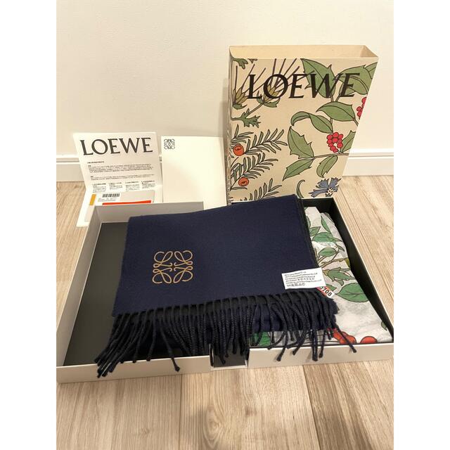 マフラー/ショールLOEWE バイカラー マフラー スカーフ (ウール＆カシミヤ)