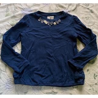 ミキハウス(mikihouse)のミキハウス　リボン　紺色　長袖　カットソー　150 ロンT(Tシャツ/カットソー)