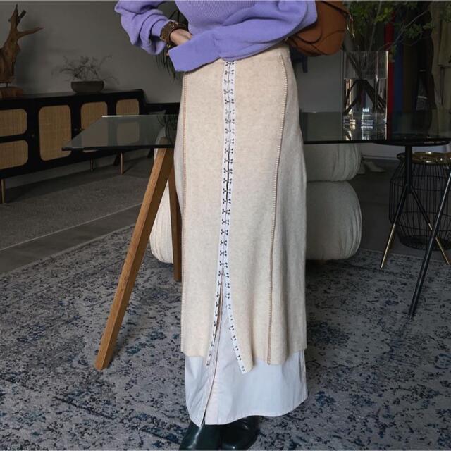 Ameri VINTAGE(アメリヴィンテージ)のAMERI  SHIRT DOCKING HOOK KNIT SKIRT レディースのスカート(ロングスカート)の商品写真