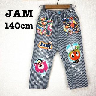 ジャム(JAM)の［古着］JAM 男女兼用 ヒッコリーパンツ ポップ刺繍アップリケ 140cm(パンツ/スパッツ)