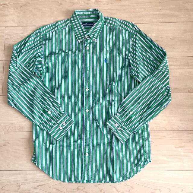 ポロ ラルフローレン ストライプシャツ 160 緑 Yシャツ 青 白 縦縞 | フリマアプリ ラクマ