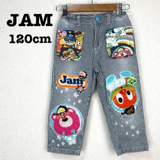 ジャム(JAM)の［古着］JAM 男女兼用 ヒッコリーパンツ ポップ刺繍アップリケ 120cm(パンツ/スパッツ)