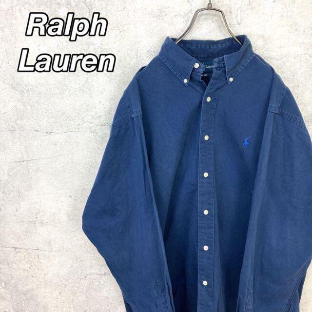 希少 90s ラルフローレンBDシャツ紺 ポニー刺繍ロゴ ビッグシャツ 美品 | フリマアプリ ラクマ