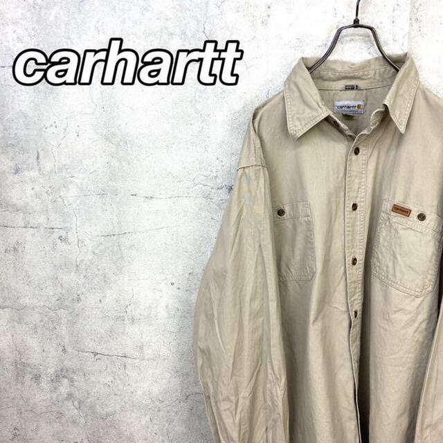 carhartt(カーハート)の希少 90s カーハート ワークシャツ タグロゴ ビッグシルエット 2XL 美品 メンズのトップス(シャツ)の商品写真