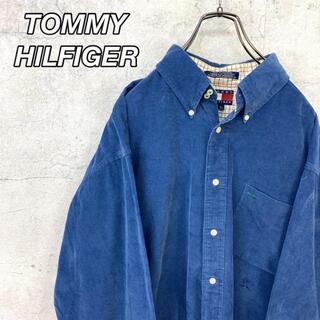 トミーヒルフィガー(TOMMY HILFIGER)の希少 90s トミーヒルフィガー コーデュロイシャツ 刺繍ロゴ ビッグシャツ(シャツ)