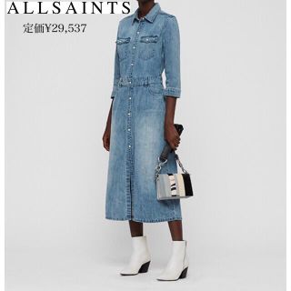 オールセインツ(All Saints)の【本日限定値下げ】【美品】ALLSAINTS デニム　ロング　ワンピース(ロングワンピース/マキシワンピース)