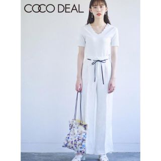 ココディール(COCO DEAL)の【COCO DEAL】タグ付　リボンワイドパンツ　オフホワイト　サイズ1(カジュアルパンツ)