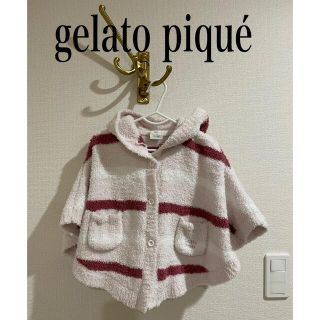 ジェラートピケ(gelato pique)のジェラートピケ　ポンチョ　ベビーポンチョ　ジェラピケ　ベビー服　ピンク　ボーダー(カーディガン/ボレロ)