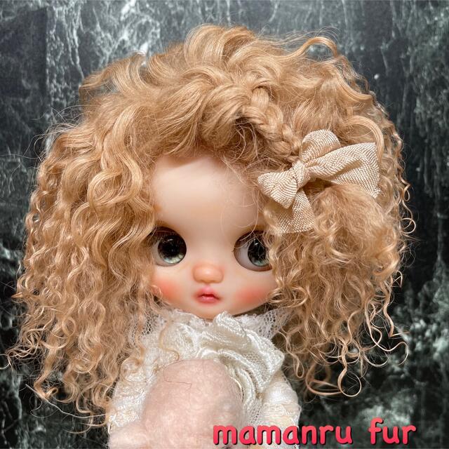 blythe _w-204アイボリートップアプリコット✨チベットラムウィッグ