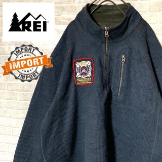 REI    刺繍ワッペン　ハーフジップ　ニット　トレーナー　スウェット　XL(ニット/セーター)